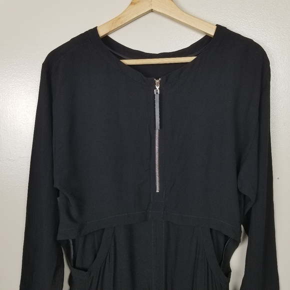 HELMUT LANG Crepe Romper Cutout Back Drawstring Axio Black Viscose Rayon S - Picture 8 of 15